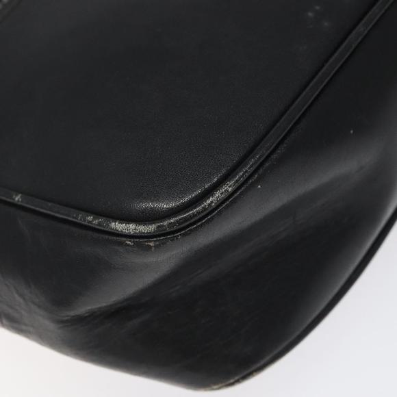 CELINE Clutch Bag Leather Black Auth nb304